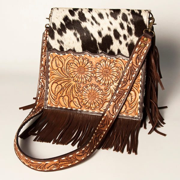 ADBGA239 American Darling Hair-On Cowhide Messenger Bag Hand Tooled Genuine Leather