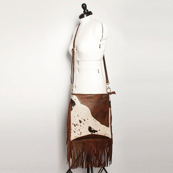 ADBGA240 American Darling Hair-On Cowhide Messenger Bag Genuine Leather Fringes