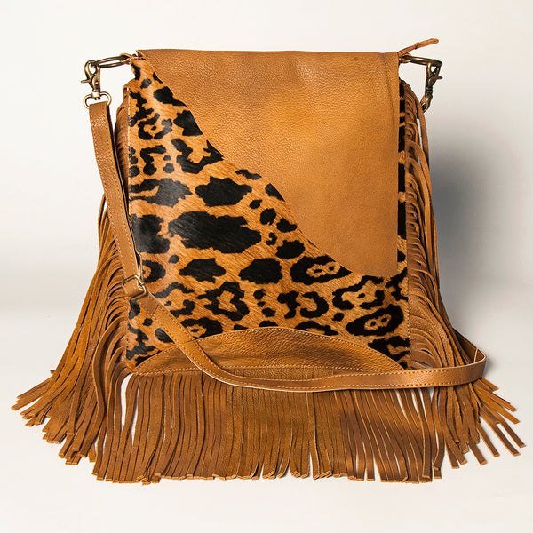 ADBGA240 American Darling Hair-On Cowhide Messenger Bag Genuine Leather Fringes