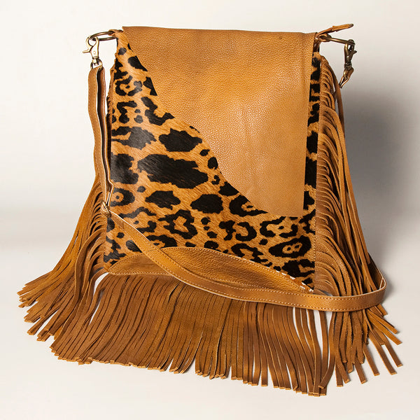 ADBGA240 American Darling Hair-On Cowhide Messenger Bag Genuine Leather Fringes