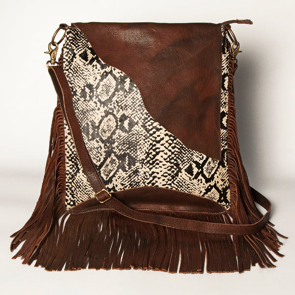 ADBGA240 American Darling Hair-On Cowhide Messenger Bag Genuine Leather Fringes