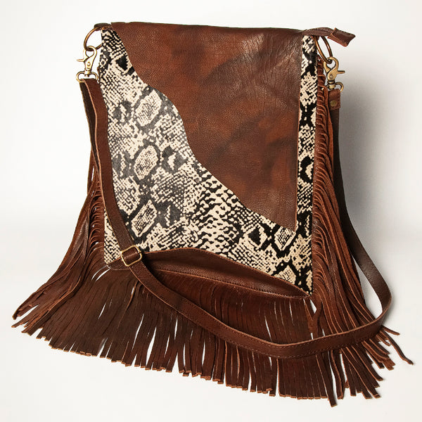 ADBGA240 American Darling Hair-On Cowhide Messenger Bag Genuine Leather Fringes