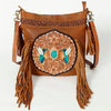 ADBGA241A American Darling Large Cross body Bag Hand Tooled Genuine Leather Fringes