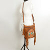 ADBGA241A American Darling Large Cross body Bag Hand Tooled Genuine Leather Fringes