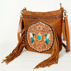 ADBGA241A American Darling Large Cross body Bag Hand Tooled Genuine Leather Fringes