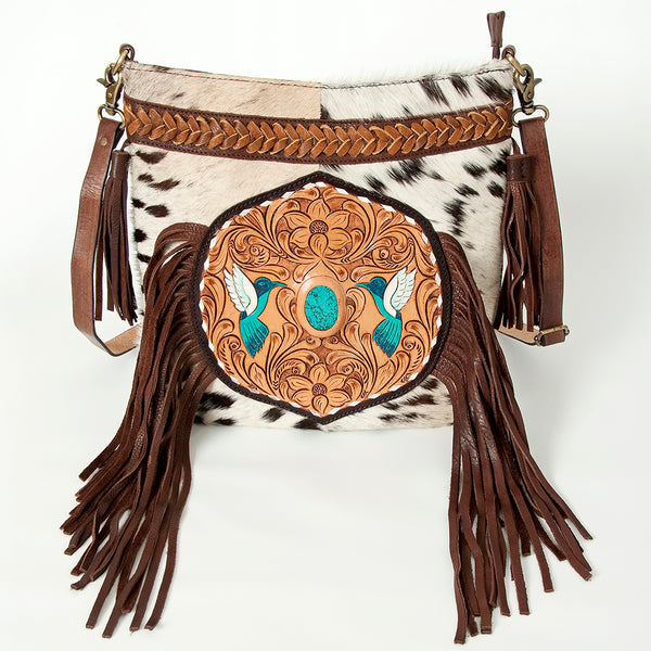 ADBGA241B American Darling Large Cross body Bag Hair-On Cowhide Hand Tooled Genuine Leather