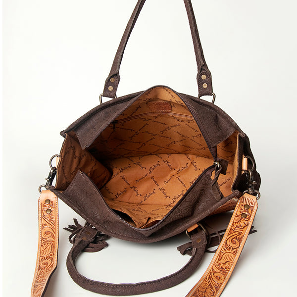 ADBG230 American Darling Western Leather Tote Bag - Hand Tooled Floral Carved Damascus Purse