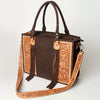 ADBG230 American Darling Western Leather Tote Bag - Hand Tooled Floral Carved Damascus Purse
