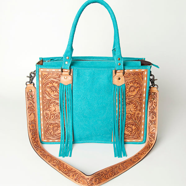 ADBG230 American Darling Western Leather Tote Bag - Hand Tooled Floral Carved Damascus Purse