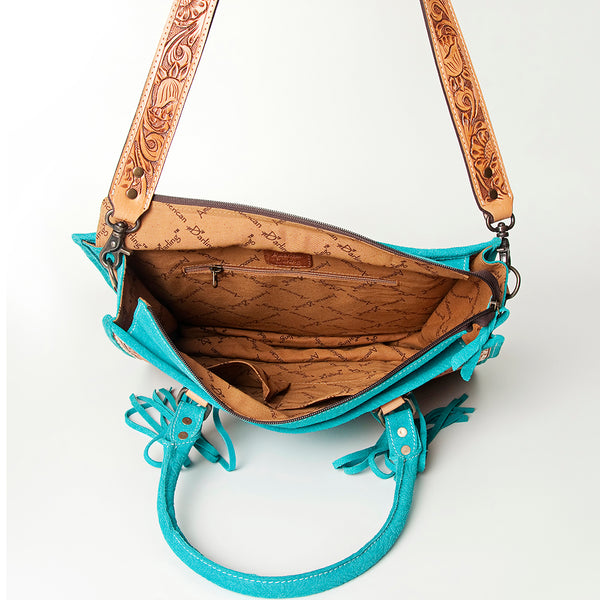 ADBG230 American Darling Western Leather Tote Bag - Hand Tooled Floral Carved Damascus Purse