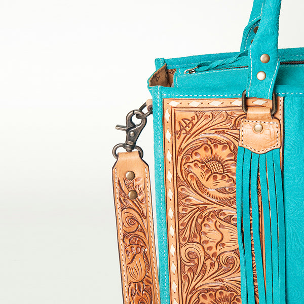 ADBG230 American Darling Western Leather Tote Bag - Hand Tooled Floral Carved Damascus Purse