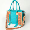 ADBG230 American Darling Western Leather Tote Bag - Hand Tooled Floral Carved Damascus Purse