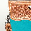 LC-ADBGS145DM2B Turquoise Embossed Western Tote - Tooled Leather Convertible Clutch Bag