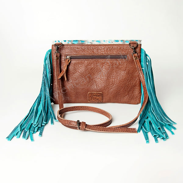 ADBG490 American Darling Handcrafted Fringed Hair-On Cowhide & Leather Western Envelop Bag