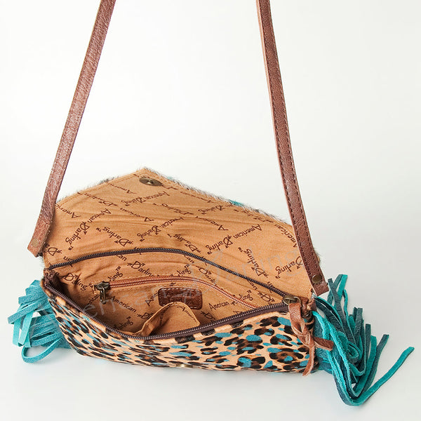 ADBG490 American Darling Handcrafted Fringed Hair-On Cowhide & Leather Western Envelop Bag