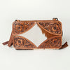 ADBG805 American Darling Hand Tooled Leather Crossbody with Floral Carving and Hair-On Cowhide