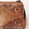 ADBG805 American Darling Hand Tooled Leather Crossbody with Floral Carving and Hair-On Cowhide