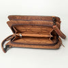 ADBG806 American Darling Hand Tooled Leather Crossbody - Floral Carved & Hair-On Cowhide Western Clutch