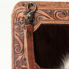 ADBG806 American Darling Hand Tooled Leather Crossbody - Floral Carved & Hair-On Cowhide Western Clutch