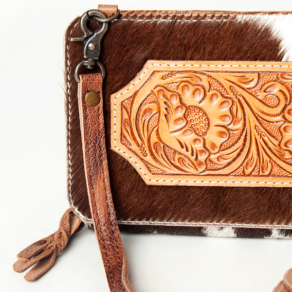 ADBG807 American Darling Hand Tooled Leather Small Cross body Bag with Hair-On Cowhide