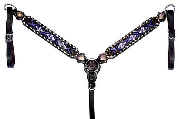 BER168-Western Leather Breast Collar