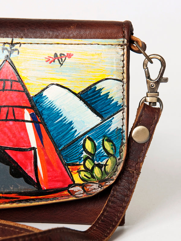 ADBGM112 Hand-Painted Scene Leather Crossbody - Southwestern Western Design