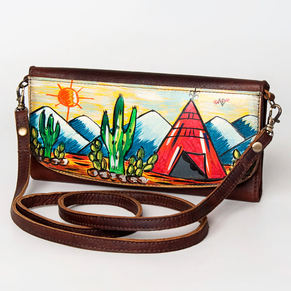 ADBGM112 Hand-Painted Scene Leather Crossbody - Southwestern Western Design
