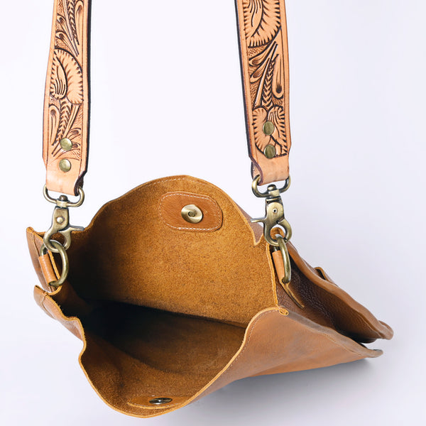 ADBGM245 Leather Crossbody Bag - Western Hand-Tooled Strap Purse