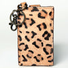 ADCCZ103 Leopard Print Cowhide Leather Keychain Cardholder Wallet - Snap & Clip