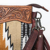 LC-ADBGZ183 Southwestern Wool Crossbody Bag with Tooled Leather & Fringe - Western Style Purse