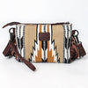 LC-ADBGZ183 Southwestern Wool Crossbody Bag with Tooled Leather & Fringe - Western Style Purse