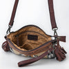 LC-ADBGZ183 Southwestern Wool Crossbody Bag with Tooled Leather & Fringe - Western Style Purse