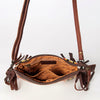 LC-ADBGZ183J Southwestern Flame Pattern Wool Crossbody Bag with Tooled Leather & Fringe - Western Purse