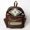 LC-ADBGZ214C Aztec Wool & Leather Backpack - Handcrafted Western Tribal Daypack