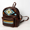 LC-ADBGZ214C Aztec Wool & Leather Backpack - Handcrafted Western Tribal Daypack