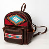 LC-ADBGZ214D Red & Turquoise Aztec Wool Leather Backpack - Handcrafted Western Daypack