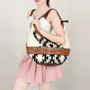 LC-ADBGZ310 Hand Tooled Leather Hobo Bag - Black & White Wool Aztec Shoulder Purse