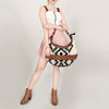 LC-ADBGZ310 Hand Tooled Leather Hobo Bag - Black & White Wool Aztec Shoulder Purse