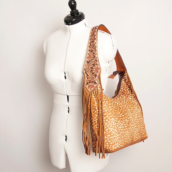 ADBGA242 American Darling Hair-On Cowhide Hobo Bag Hand Tooled Genuine Leather