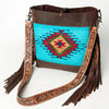 ADBG624 American Darling Hand Tooled Floral & Saddle Blanket Western Messenger Bag