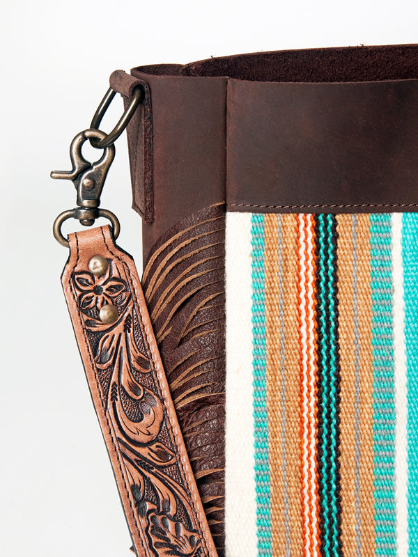 ADBG624 American Darling Hand Tooled Floral & Saddle Blanket Western Messenger Bag