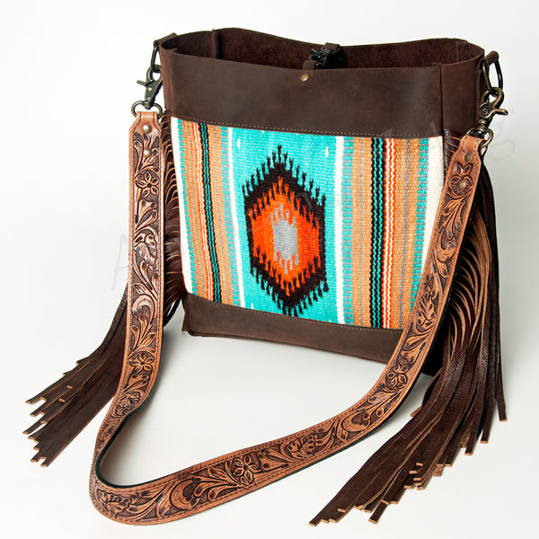 ADBG624 American Darling Hand Tooled Floral & Saddle Blanket Western Messenger Bag