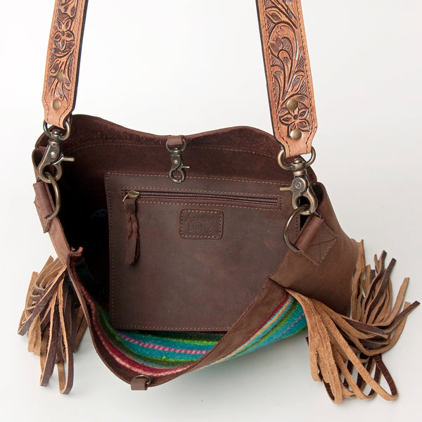 ADBG624 American Darling Hand Tooled Floral & Saddle Blanket Western Messenger Bag