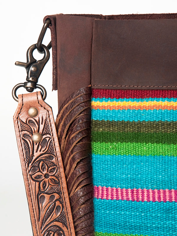 ADBG624 American Darling Hand Tooled Floral & Saddle Blanket Western Messenger Bag