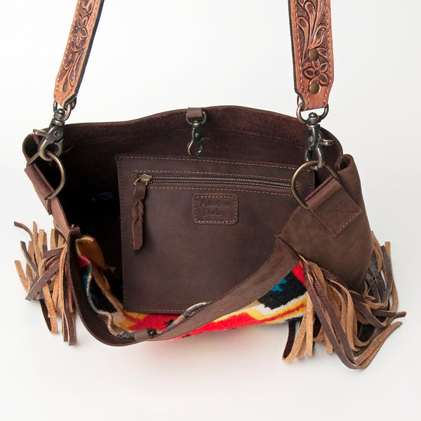 ADBG624 American Darling Hand Tooled Floral & Saddle Blanket Western Messenger Bag
