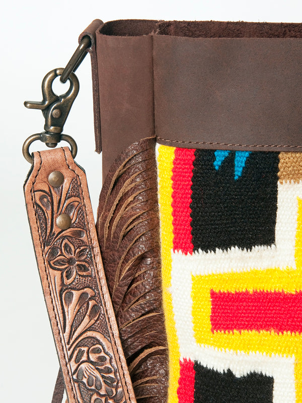 ADBG624 American Darling Hand Tooled Floral & Saddle Blanket Western Messenger Bag