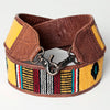 LC-ADBT141 Southwestern Woven Bag Strap with Tribal Pattern & Brown Leather Trim - Handmade Replacement