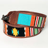 LC-ADBT141 Southwestern Woven Bag Strap with Tribal Pattern & Brown Leather Trim - Handmade Replacement