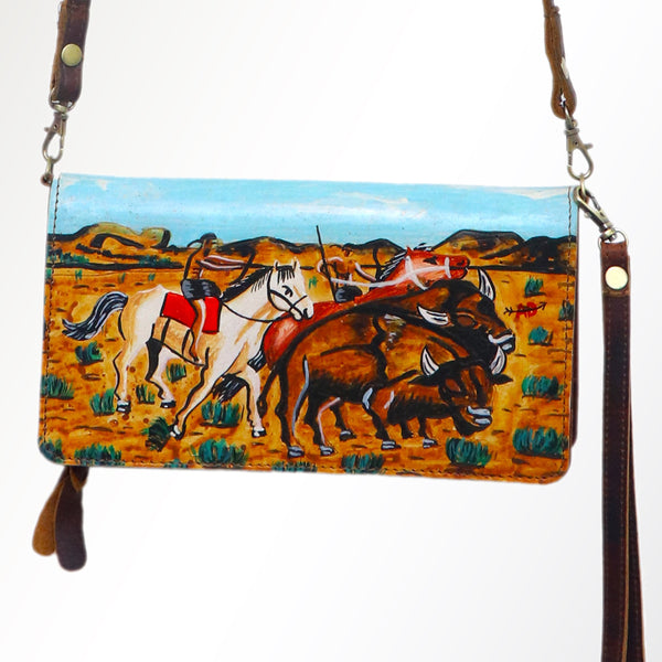 ADBGM169 Hand-Painted Leather Crossbody Purse - Multiple Western Scene