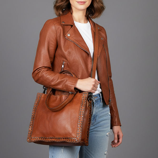 SWC133 Signature Rivet-Trim Tote Bag